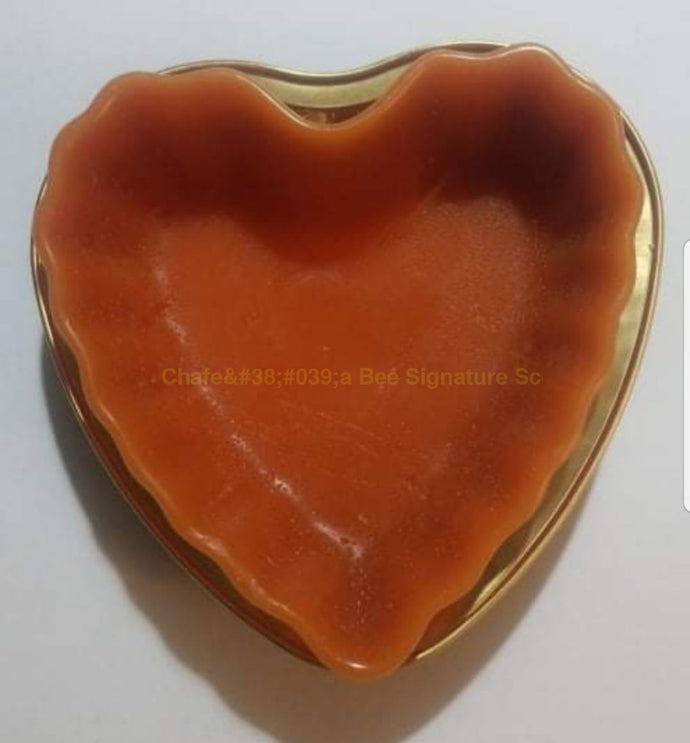 10 Heart Shaped Candlewax Pie Shell W/matching Tin Carmel